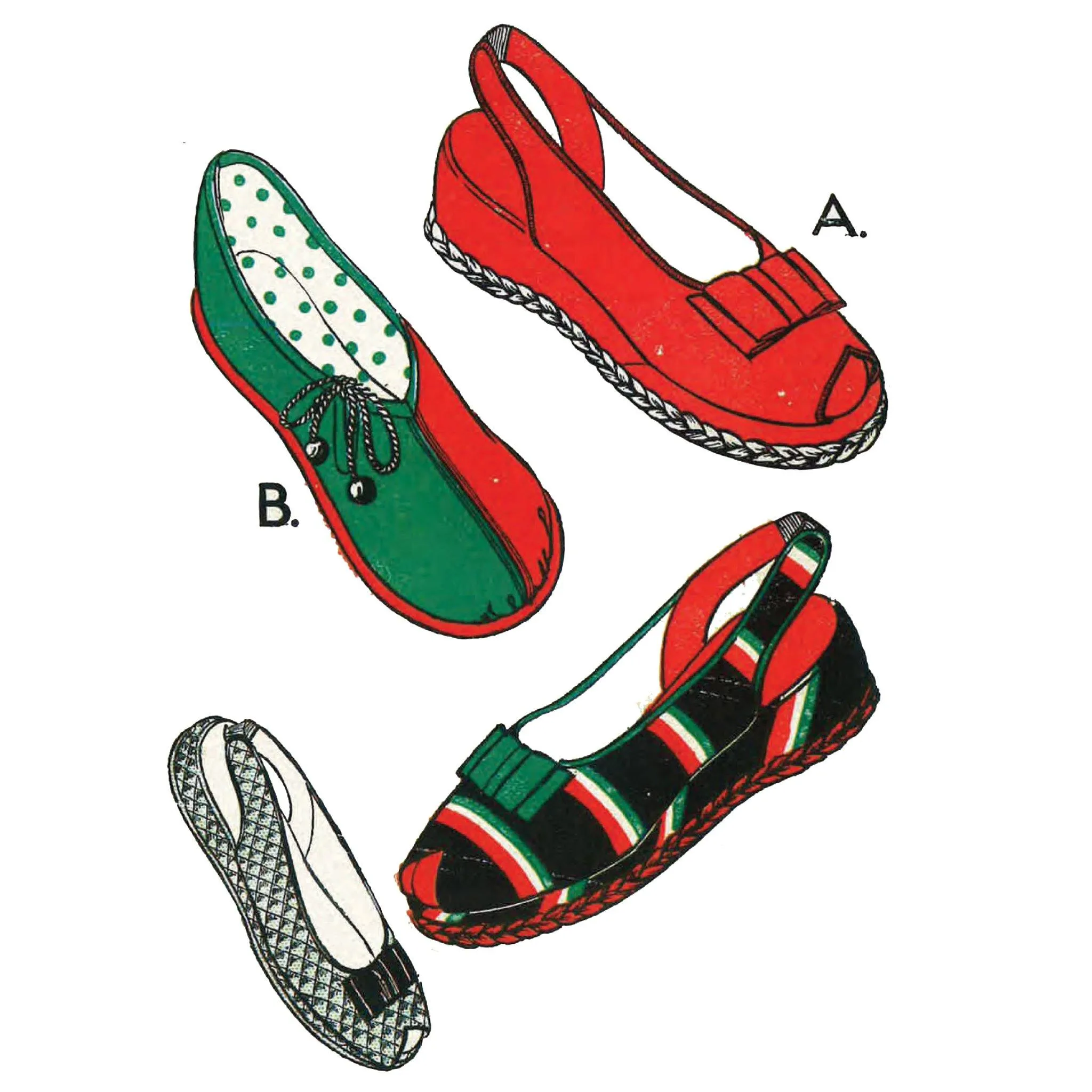 1940s Pattern, Slippers & Open-Toe Shoes - Size 4