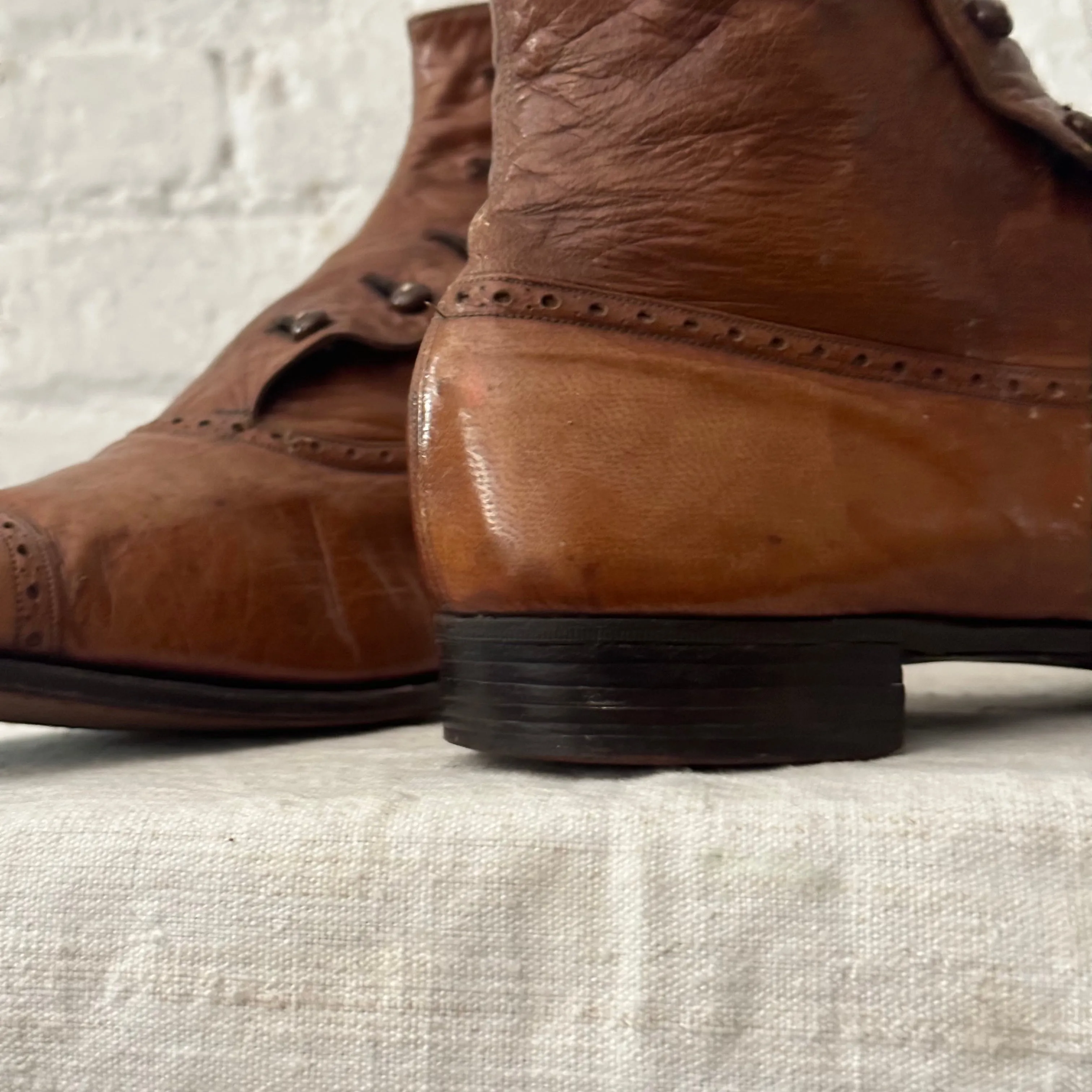 19th Century France Custom Leather Ankle Button Boots