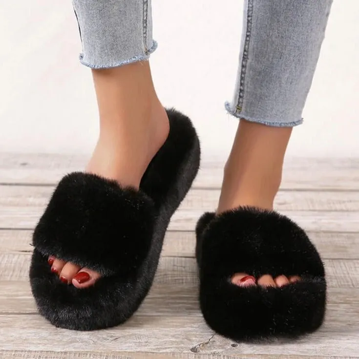 Alicia Faux Fur Slippers - Buy 1 Get 1 Free