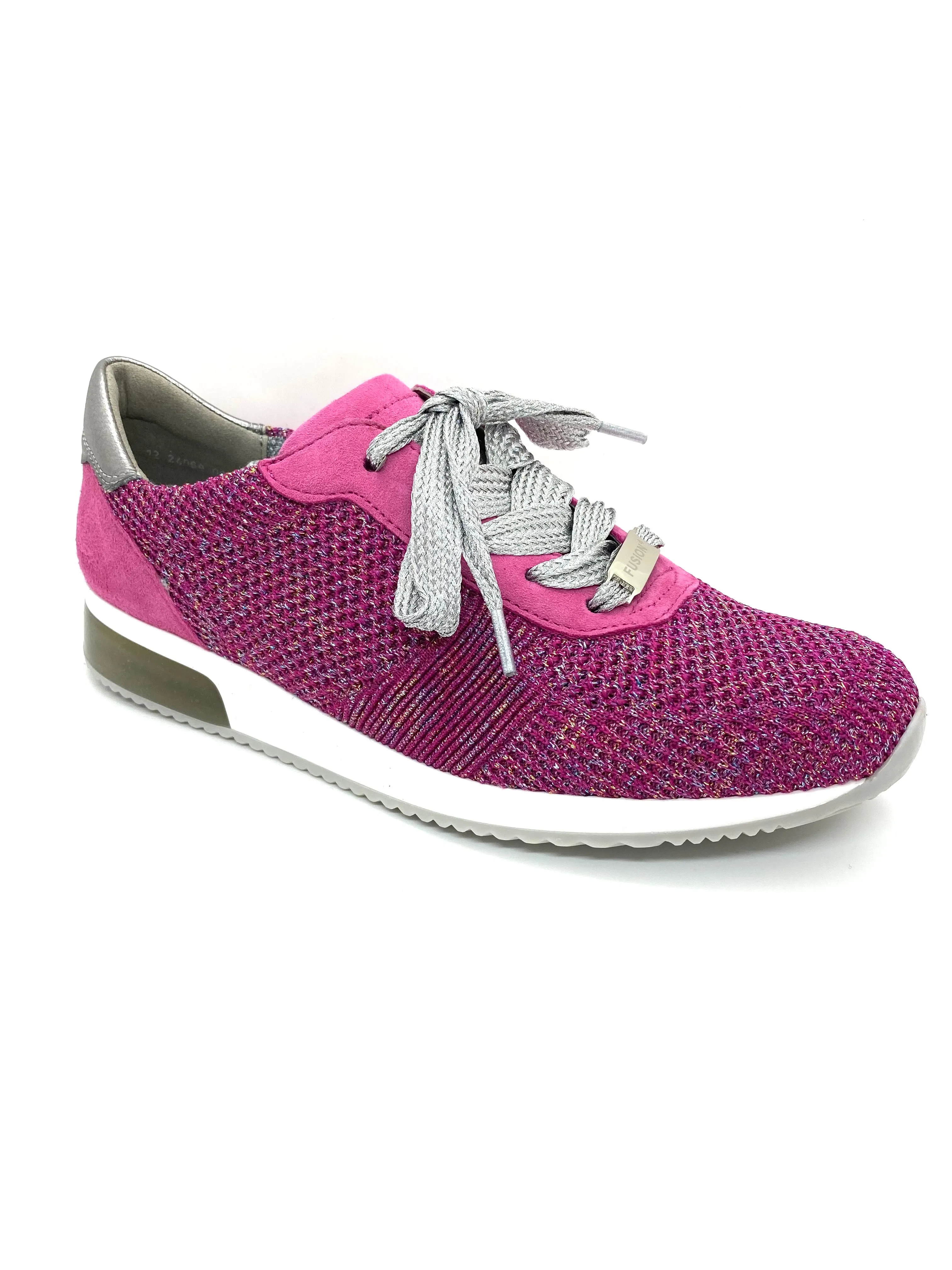 Ara Ladies Lissabon Fusion lace Up Trainer Pink Glitz