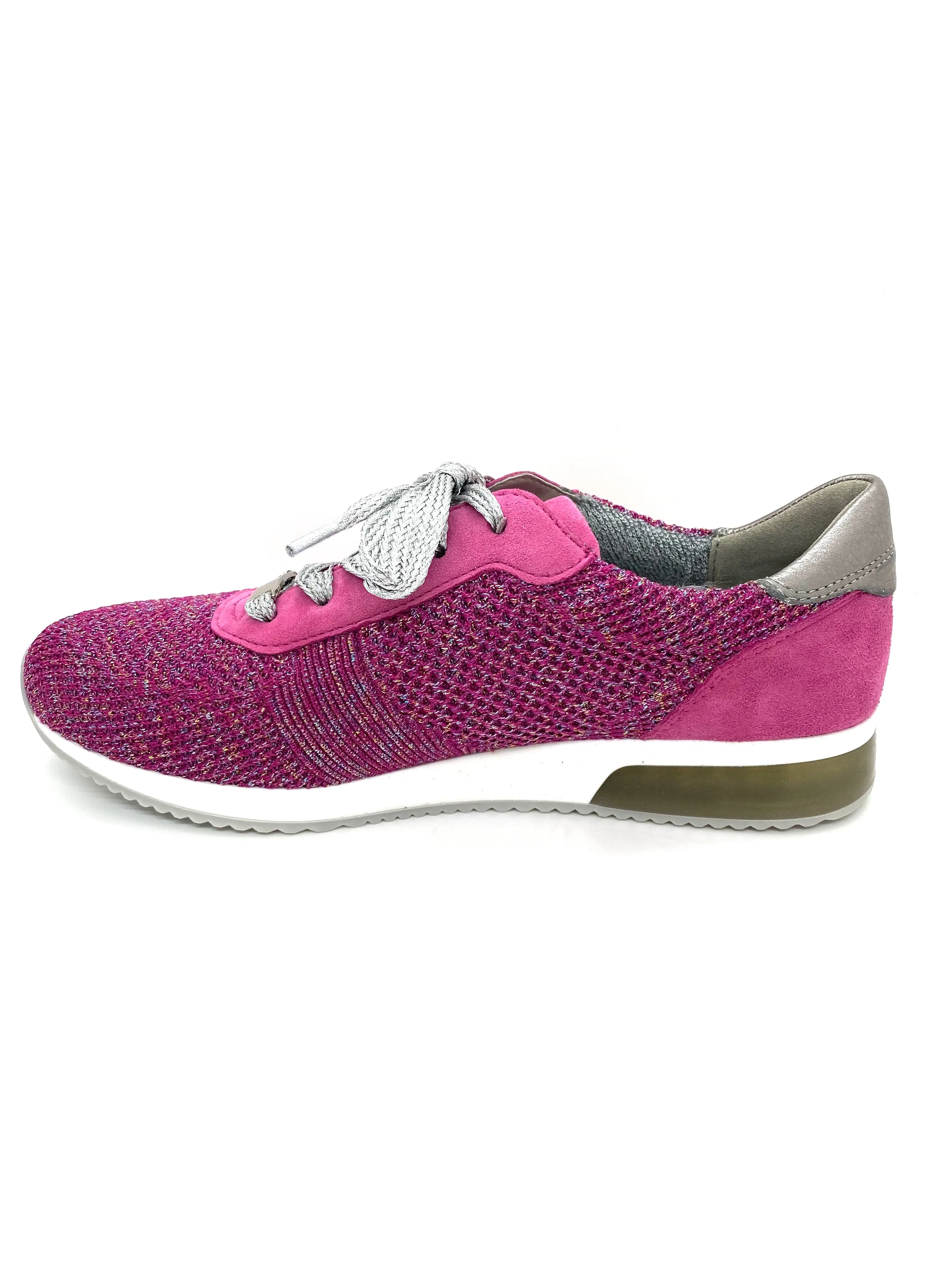 Ara Ladies Lissabon Fusion lace Up Trainer Pink Glitz