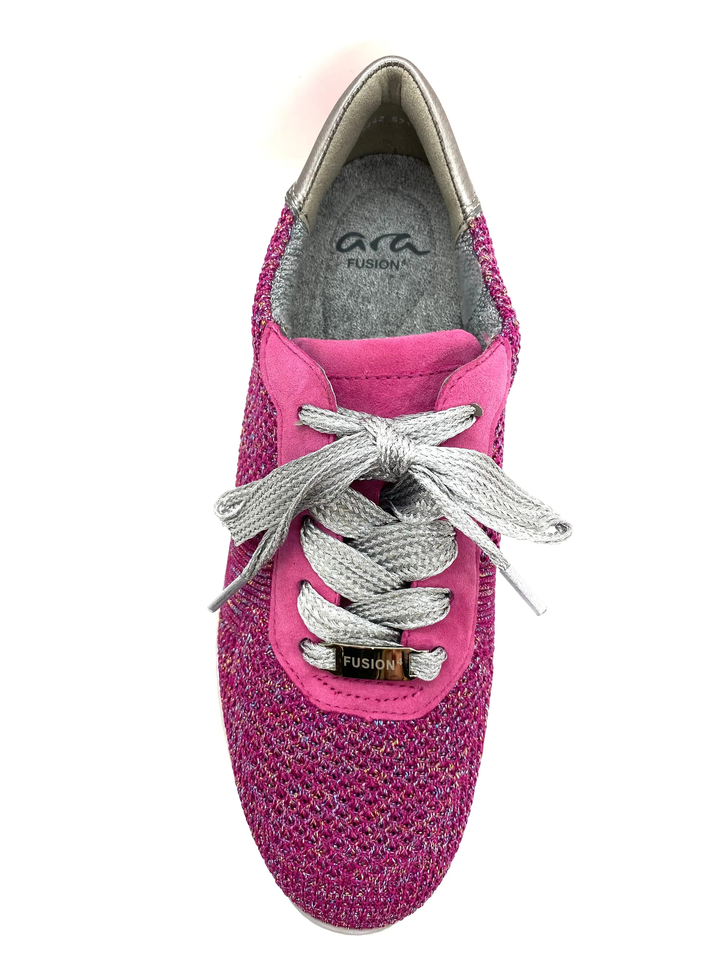 Ara Ladies Lissabon Fusion lace Up Trainer Pink Glitz