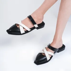 Audy Black White Mules