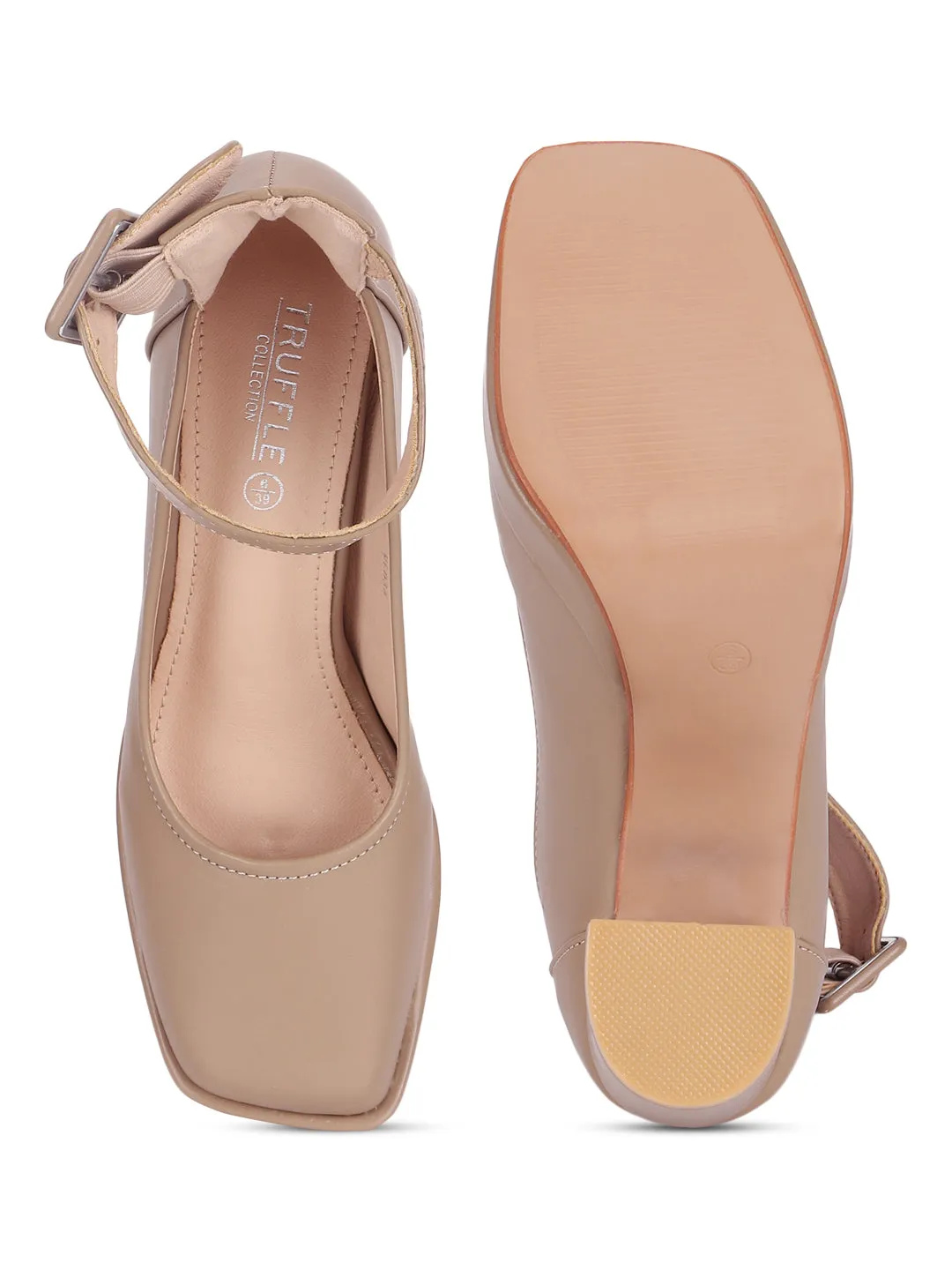 Beige PU Stylish Block Heel Pumps (TC-RS3604-BEIG)