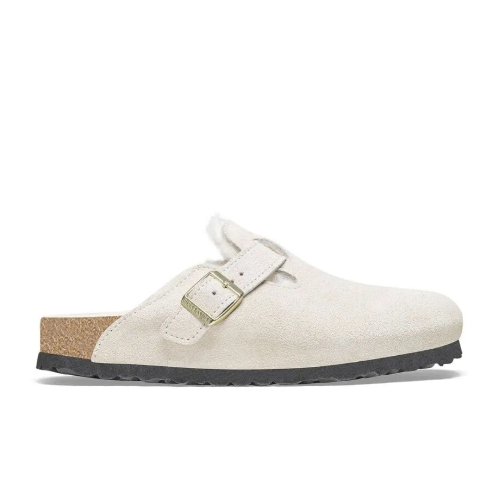 Birkenstock Boston Shearling - Antique White Suede