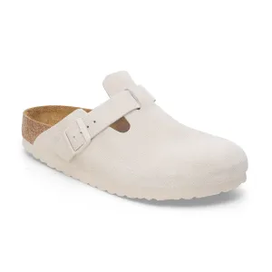 Birkenstock Boston Soft Footbed Clog (Women) - Antique White Suede