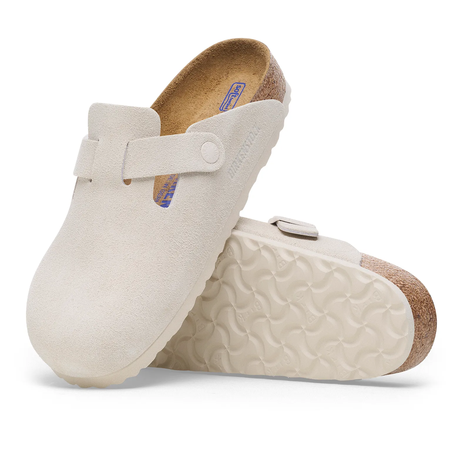 Birkenstock Boston Soft Footbed Clog (Women) - Antique White Suede