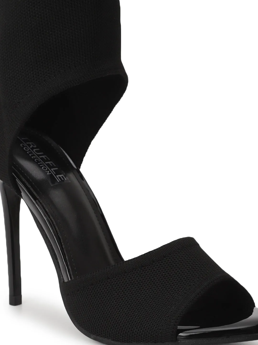 Black Knitted Stiletto Sandals (TC-CN-3212-1-BLK)