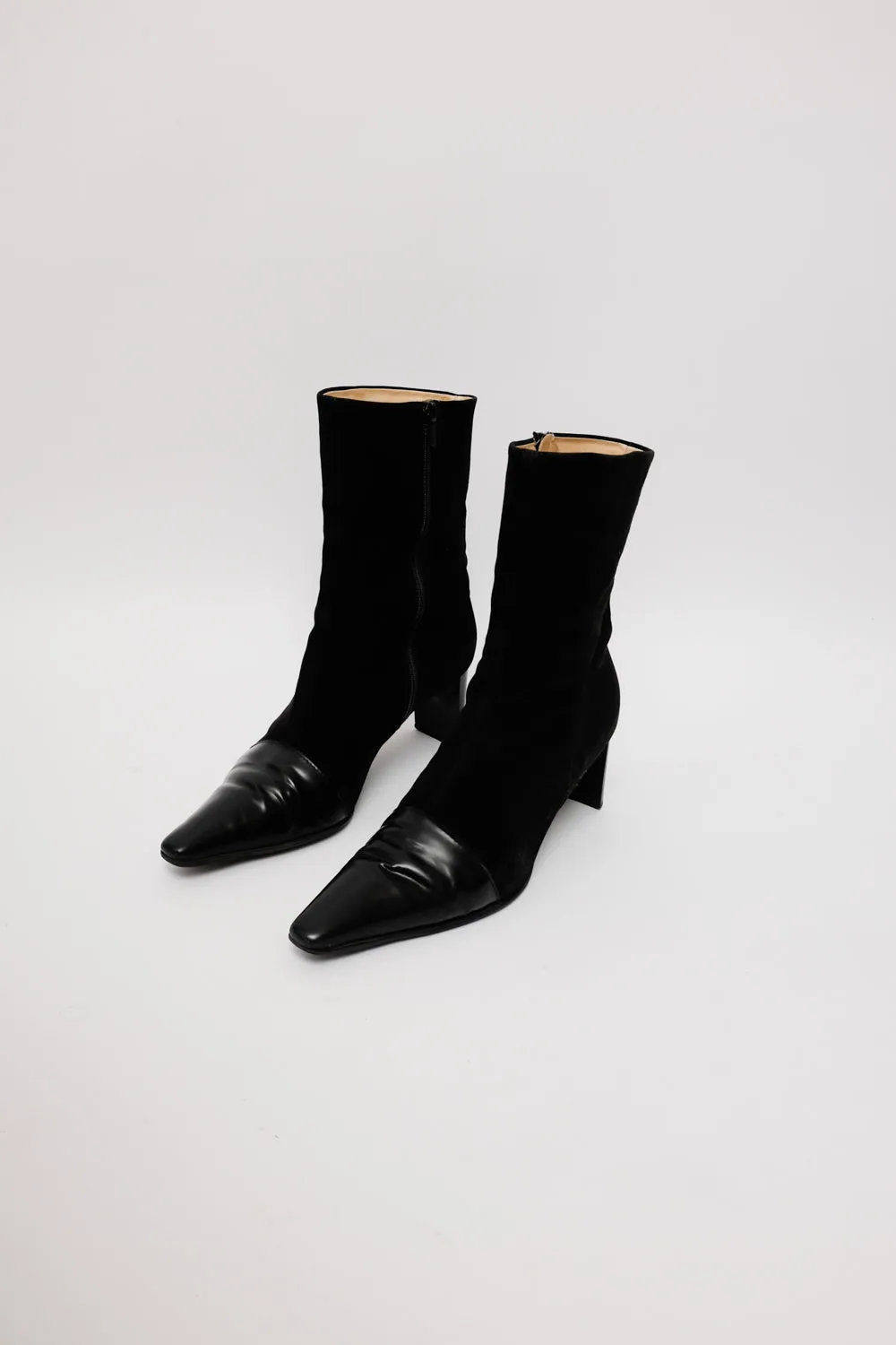 BLACK POINTY SUEDE LEATHER BOOTS 40