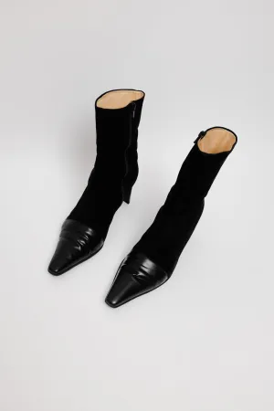 BLACK POINTY SUEDE LEATHER BOOTS 40