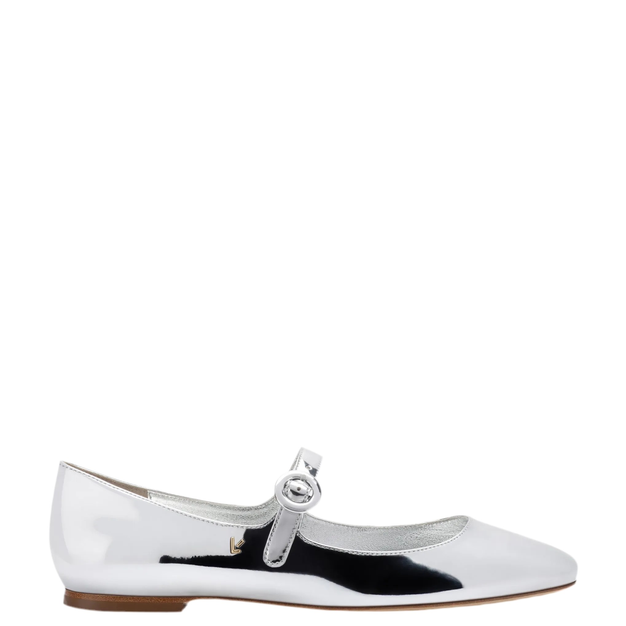 Blair Ballet Flat In Silver Specchio by Larroudé