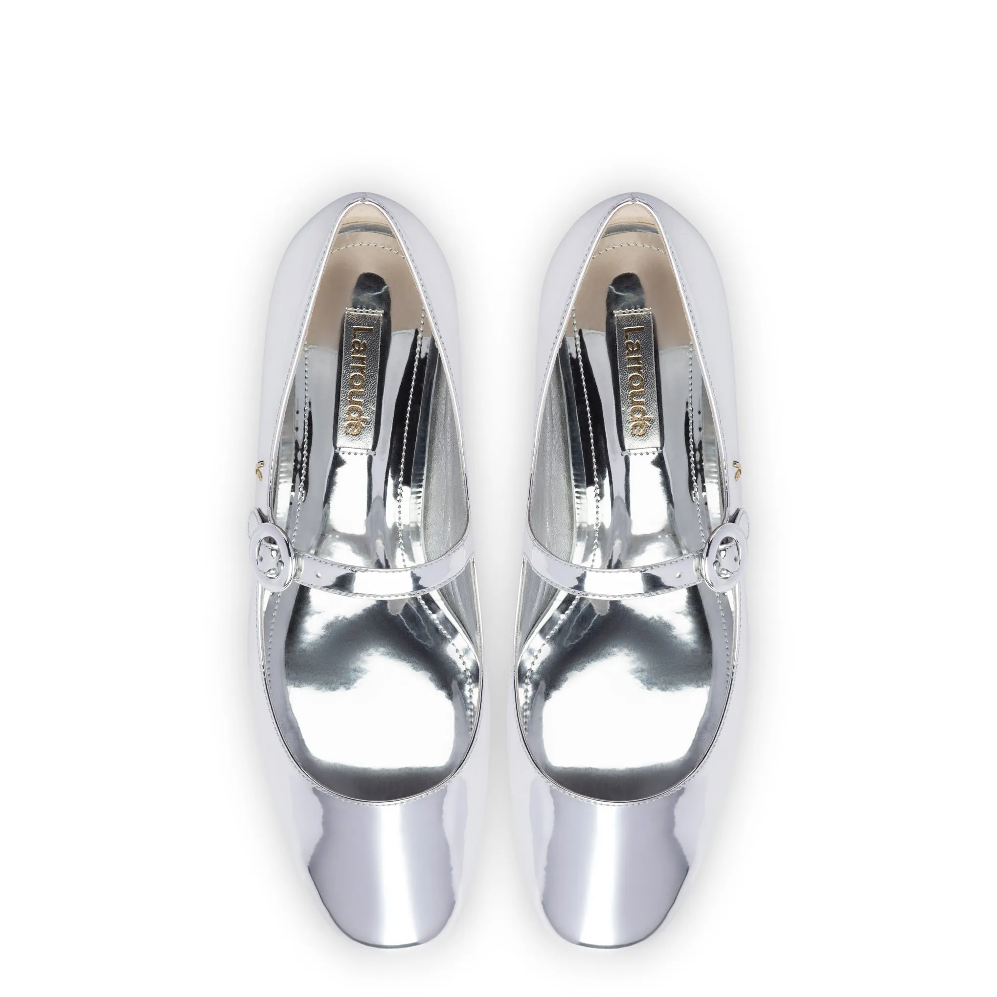 Blair Ballet Flat In Silver Specchio by Larroudé