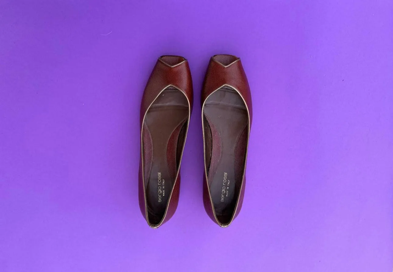 Brown Sergio Rossi leather shoes flats size 9 1/2 US, 41  eu. Italian shoes women pumps.