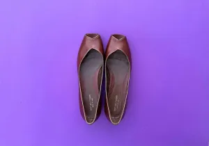 Brown Sergio Rossi leather shoes flats size 9 1/2 US, 41  eu. Italian shoes women pumps.