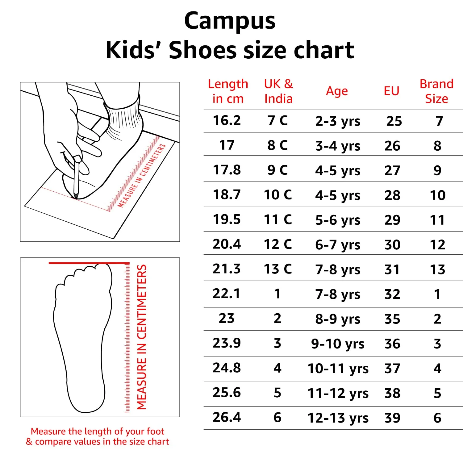 Campus Kid's GC-22929 RED/BLK Sandal K13-UK/India