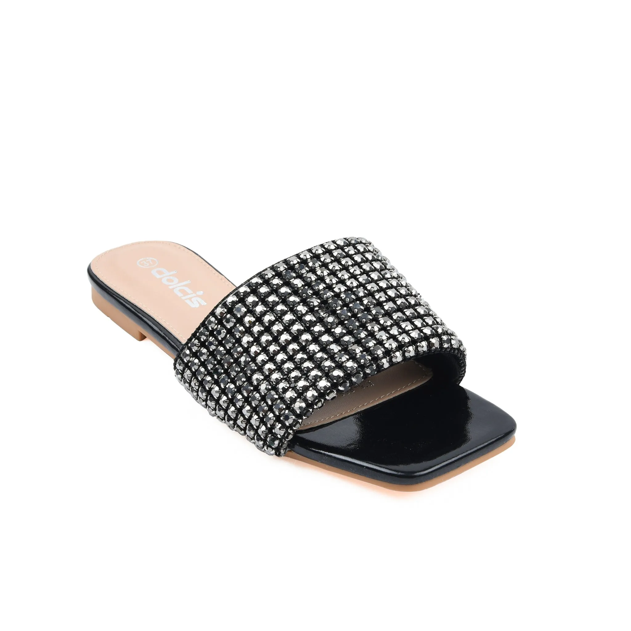 Chic Black Embellished Flats | 590J-C