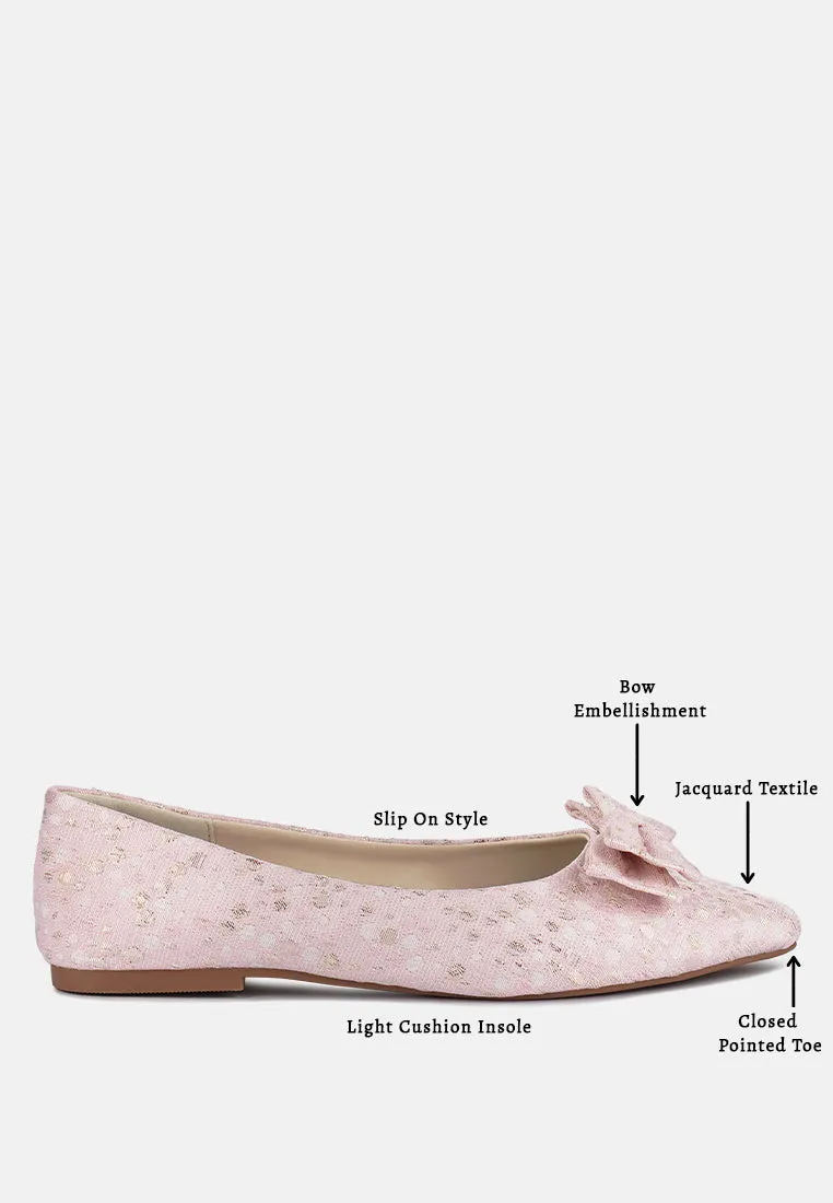 Cicely Jacquard Bow Embellished Ballet Flats