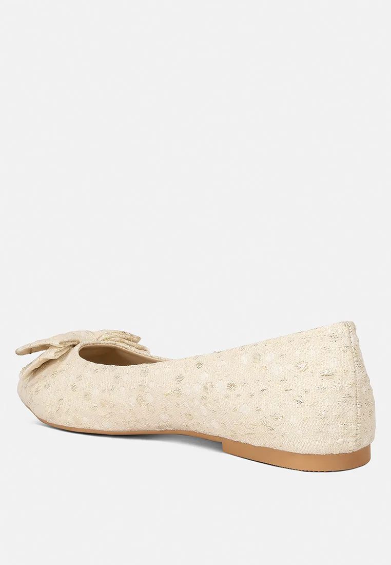 Cicely Jacquard Bow Embellished Ballet Flats