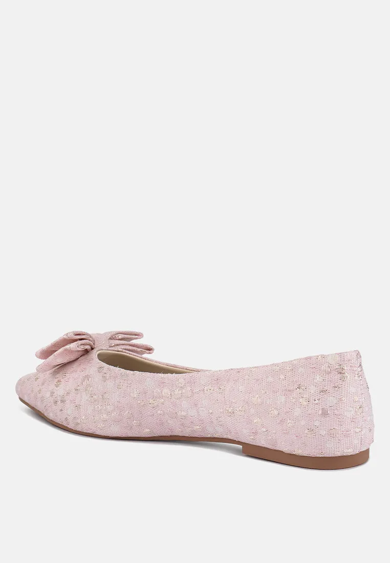 Cicely Jacquard Bow Embellished Ballet Flats