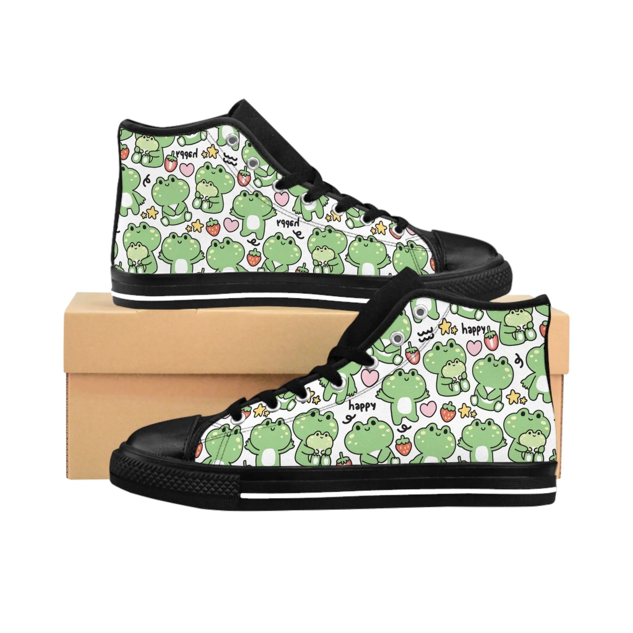 Cute Frog Pattern Women's Classic Sneakers