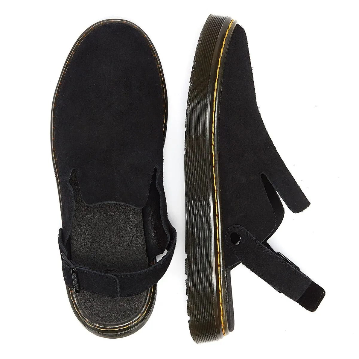 Dr. Martens Carlson EH Suede Moss Back Mens Black Mules