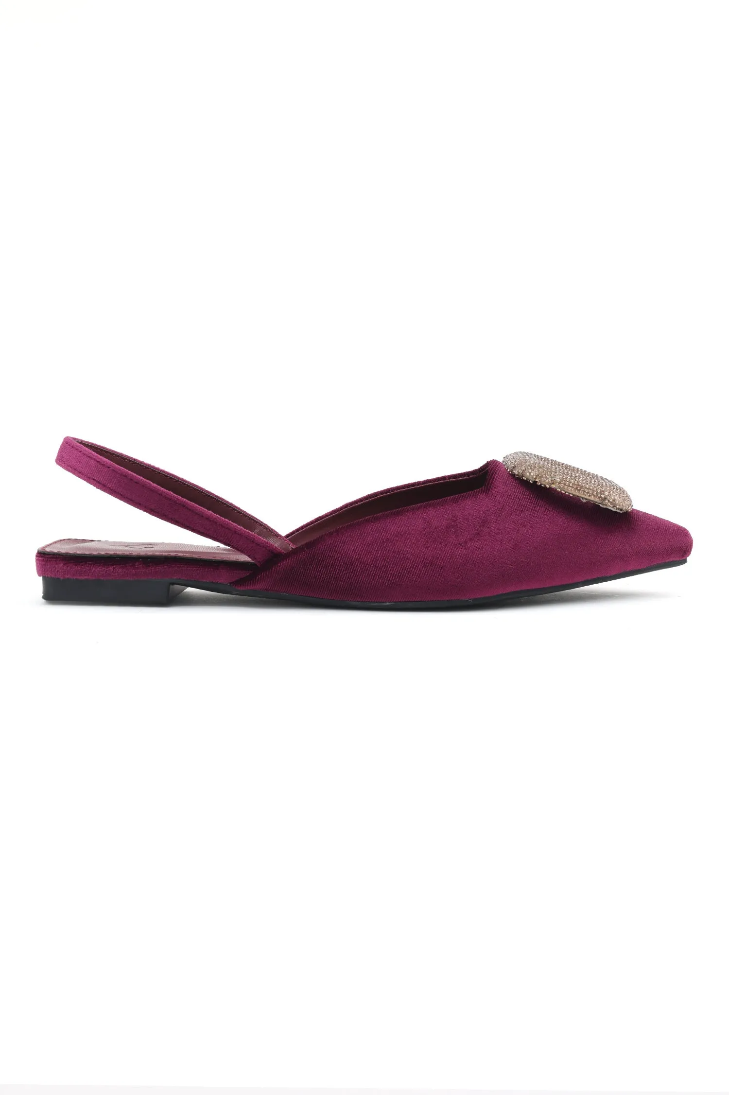 ELEGANT VELVET FLATS-BURGUNDY