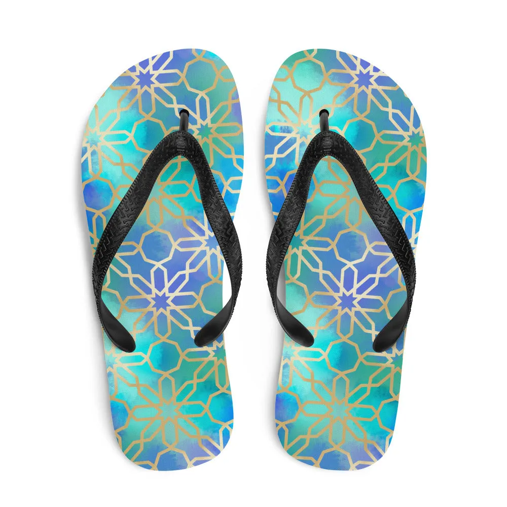 Flip-Flops - Arabian Geometry in Red Sea Watercolors