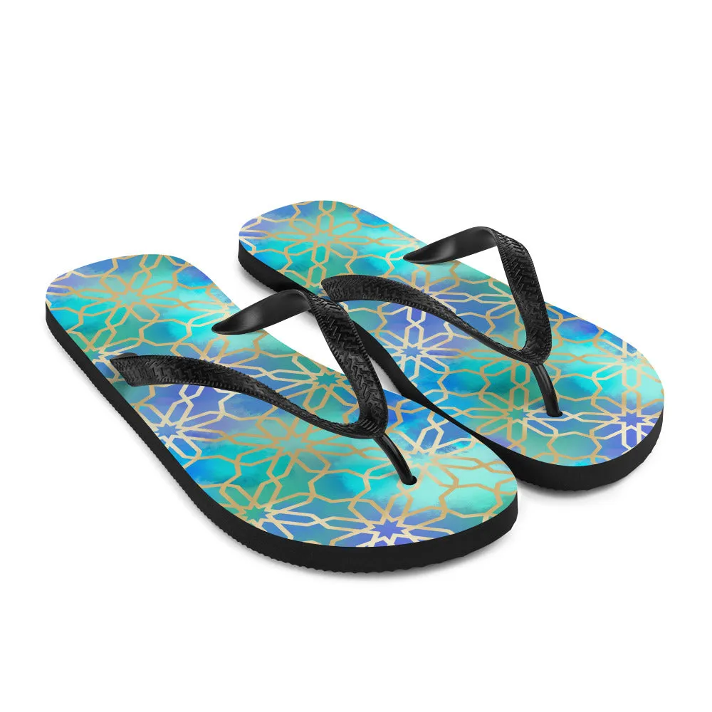 Flip-Flops - Arabian Geometry in Red Sea Watercolors