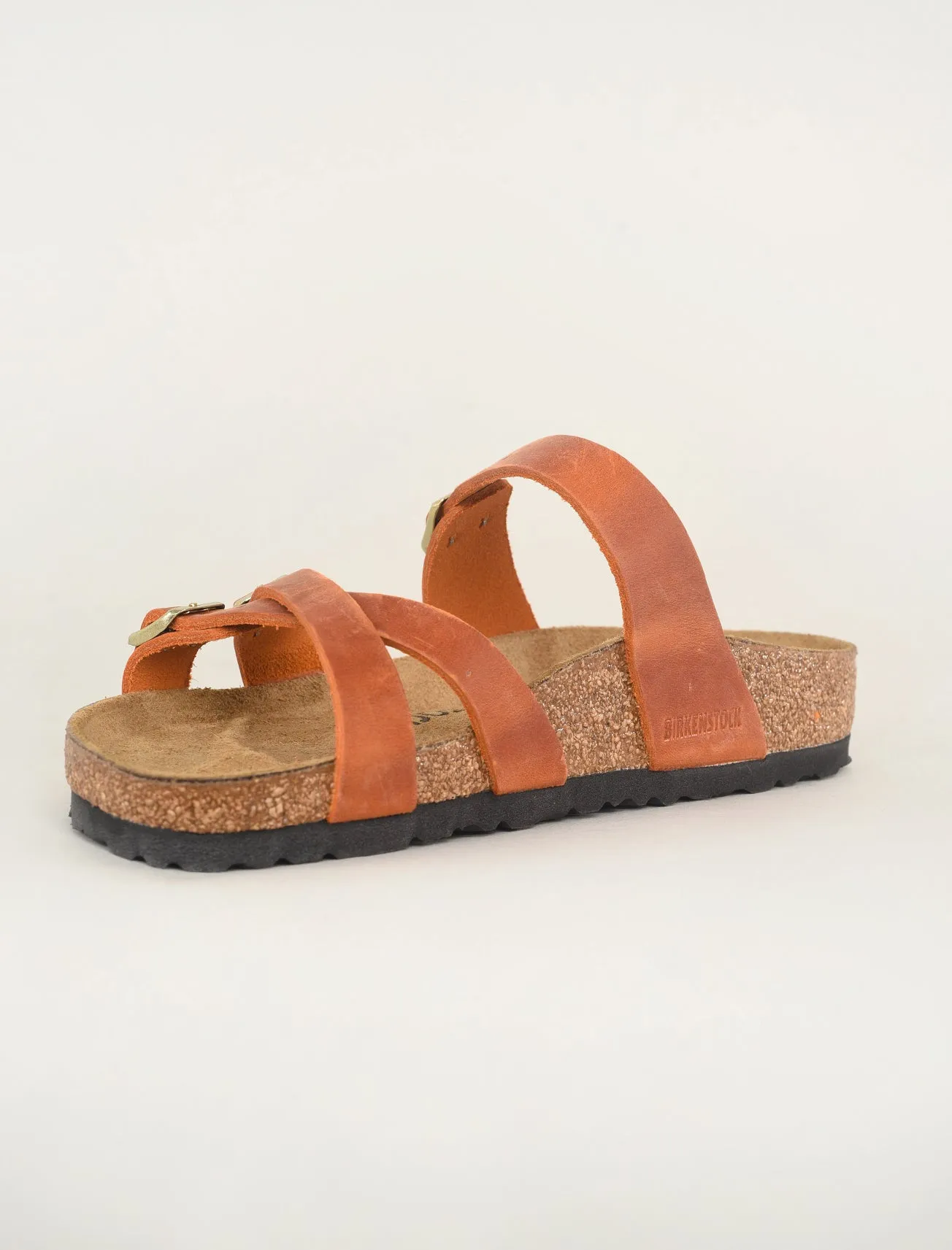 Franca Oiled Leather Sandal, Burnt Orange