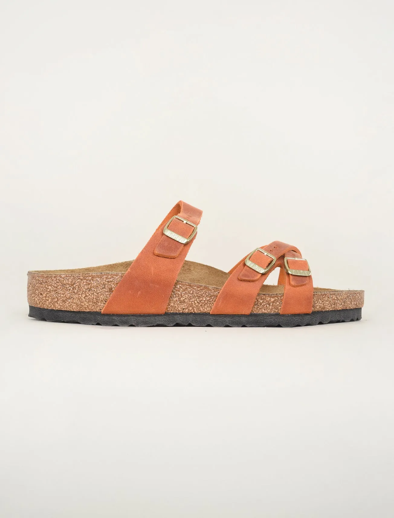 Franca Oiled Leather Sandal, Burnt Orange