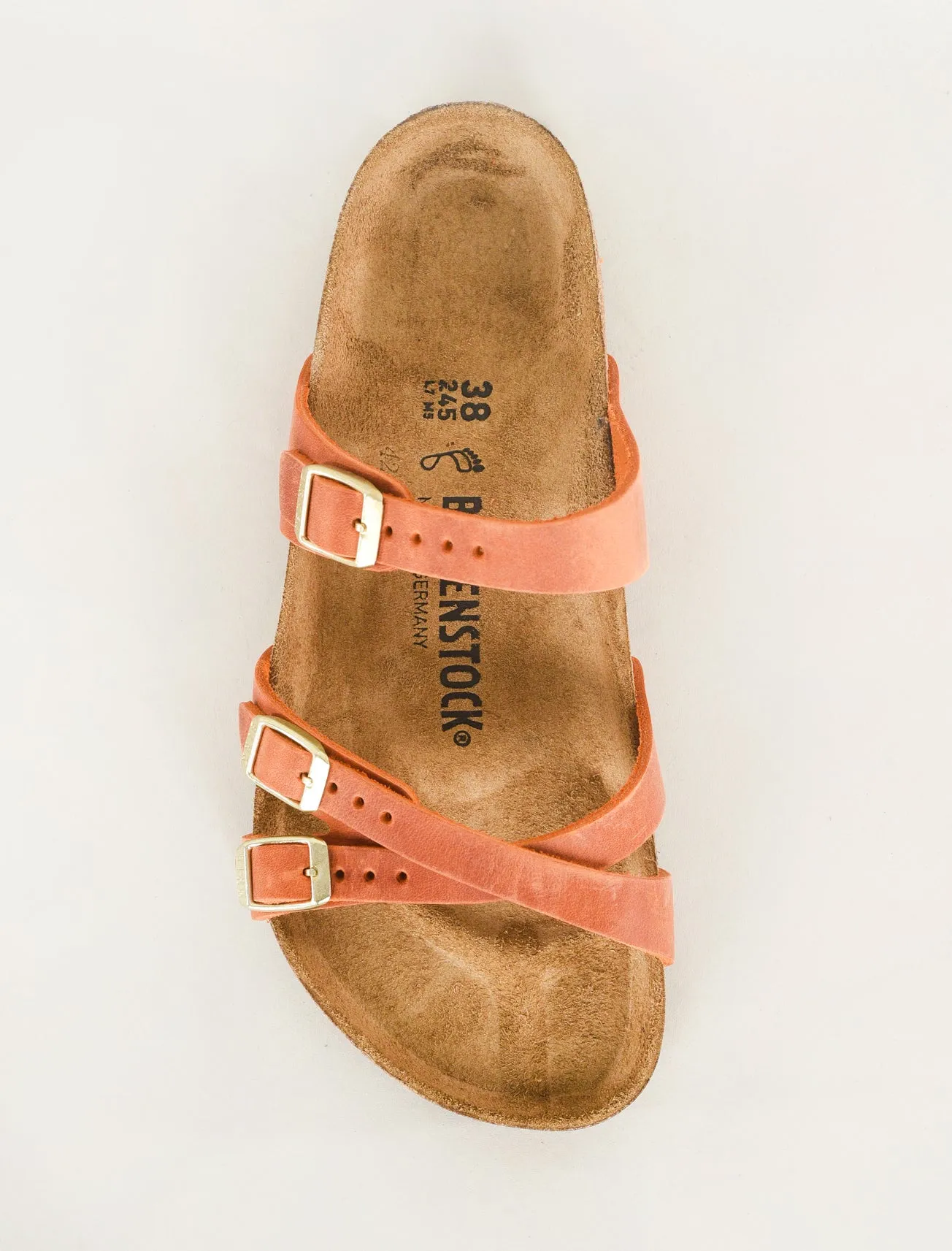 Franca Oiled Leather Sandal, Burnt Orange