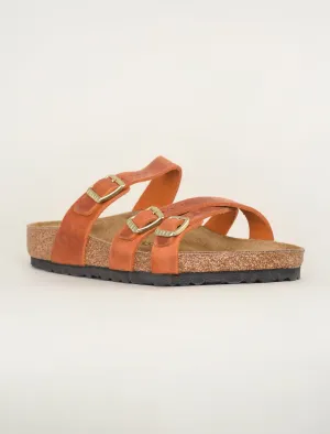 Franca Oiled Leather Sandal, Burnt Orange