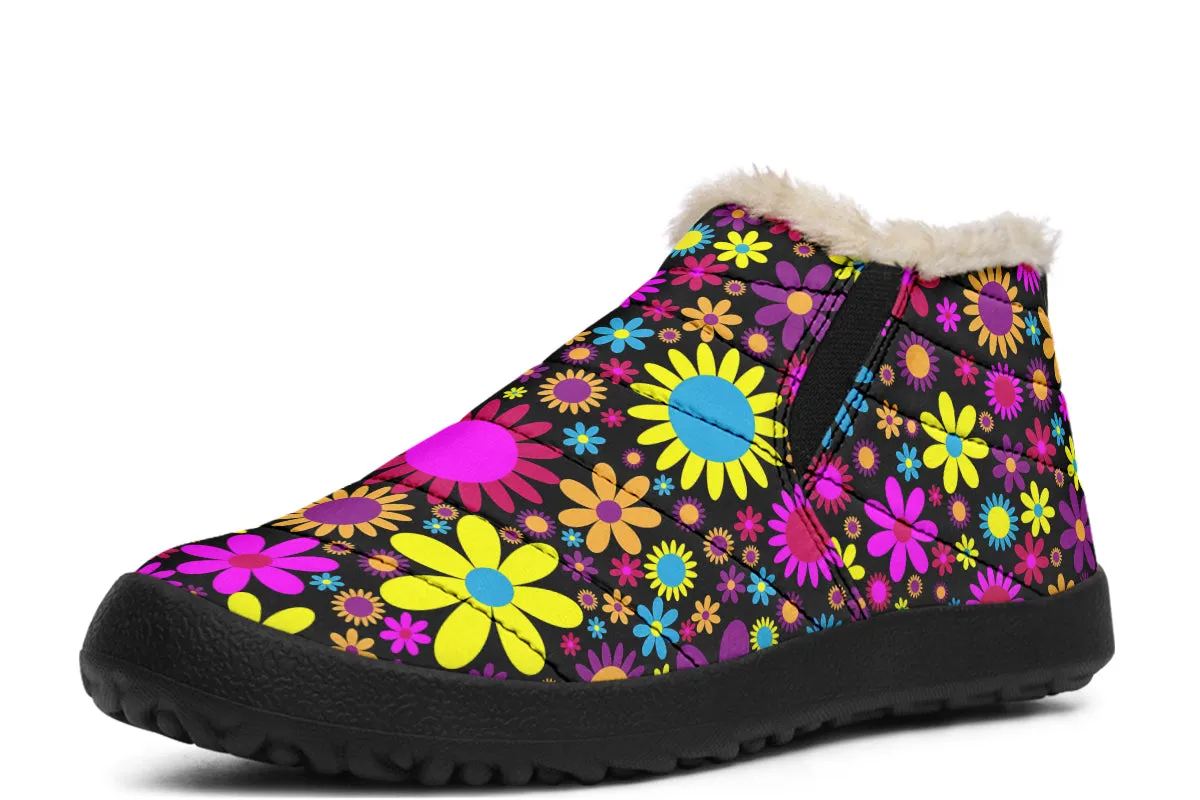 Funky Retro Flowers Winter Shoes