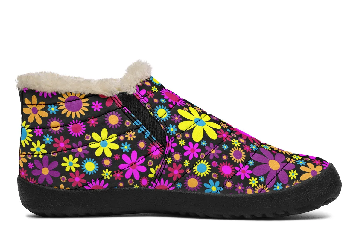 Funky Retro Flowers Winter Shoes