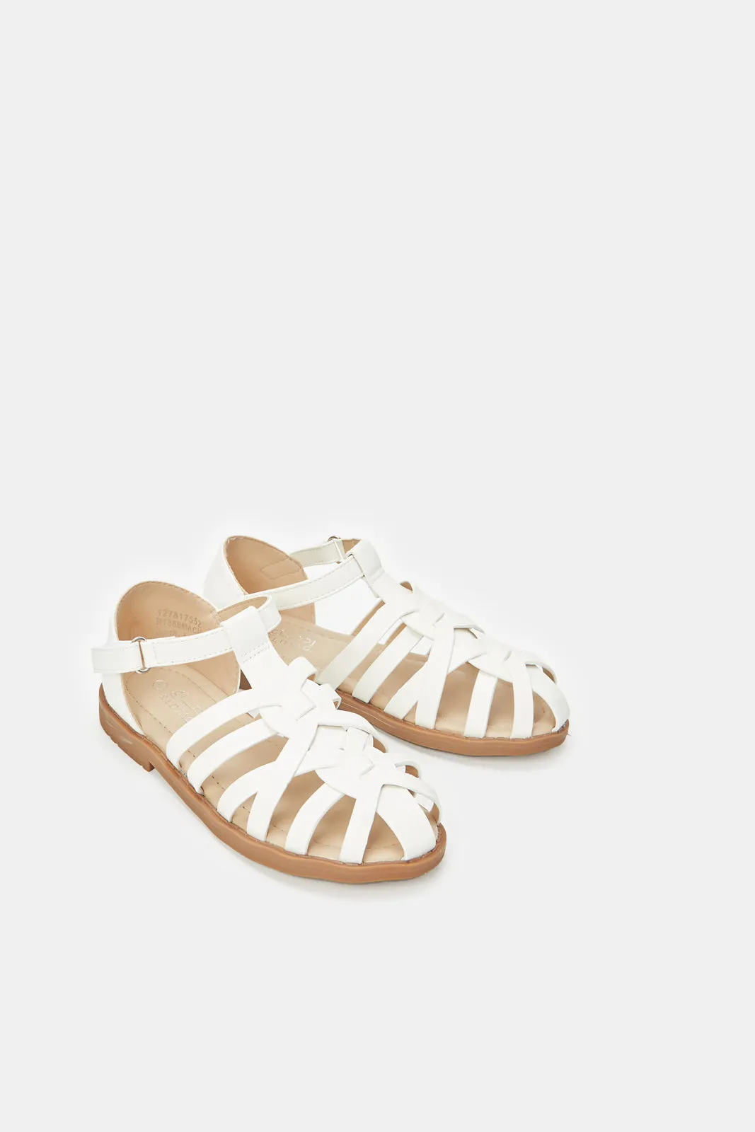 Girls White Fisherman Sandals