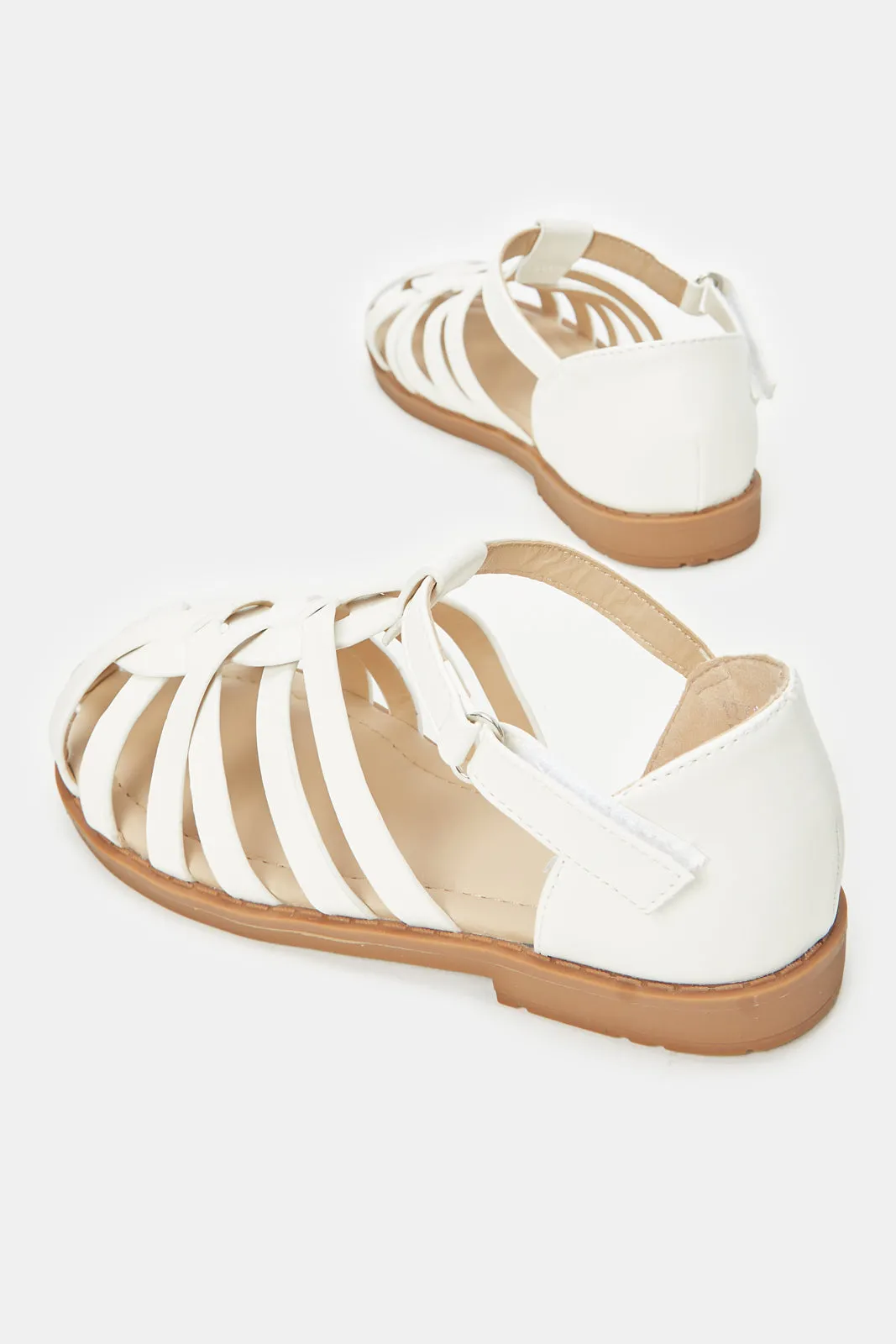 Girls White Fisherman Sandals