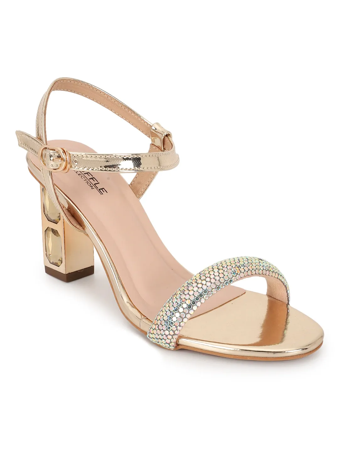 Gold Diamond Block Sandals (TC-F66064-GLD)