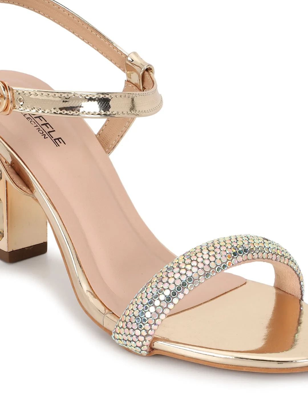 Gold Diamond Block Sandals (TC-F66064-GLD)