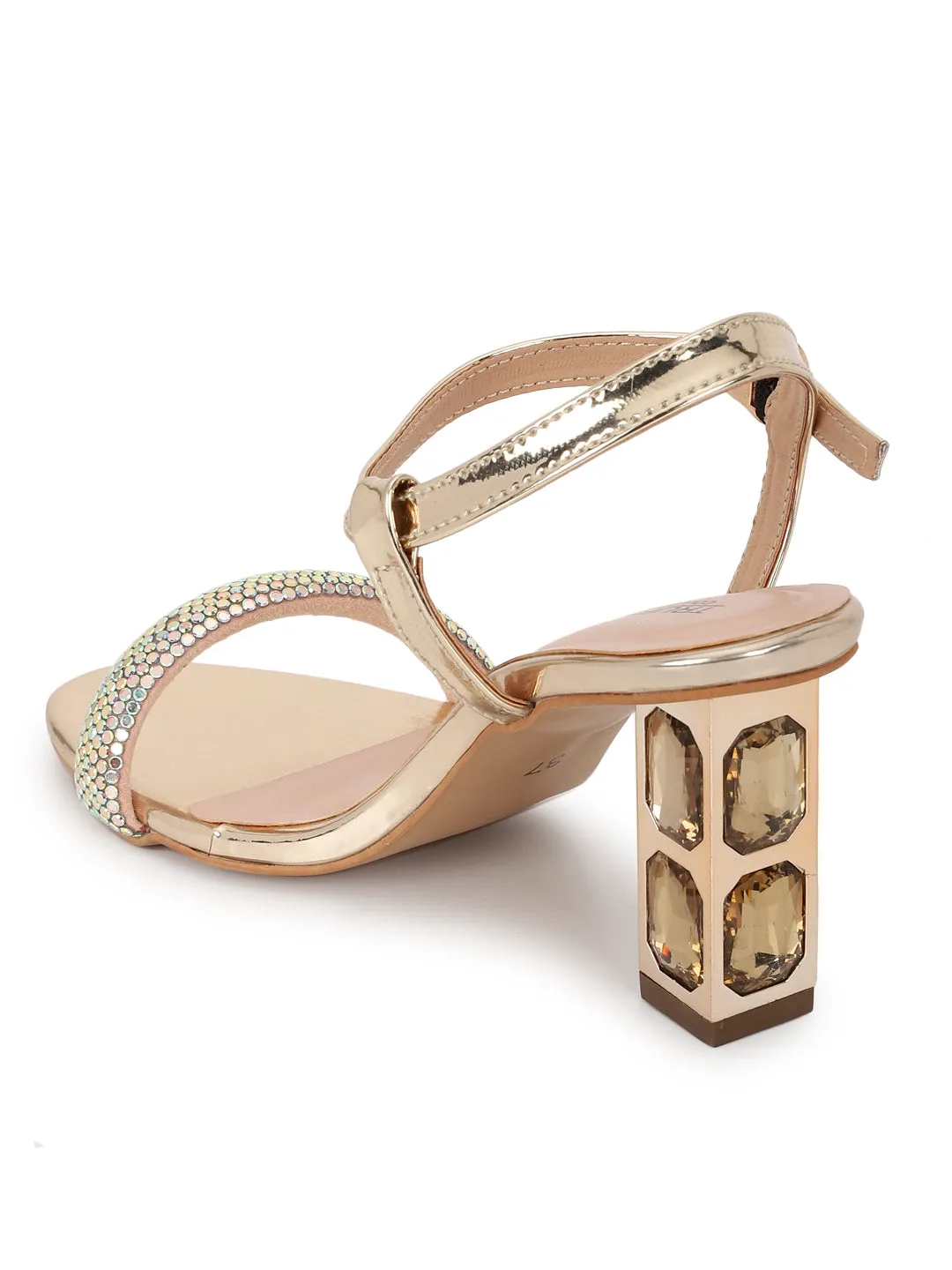 Gold Diamond Block Sandals (TC-F66064-GLD)