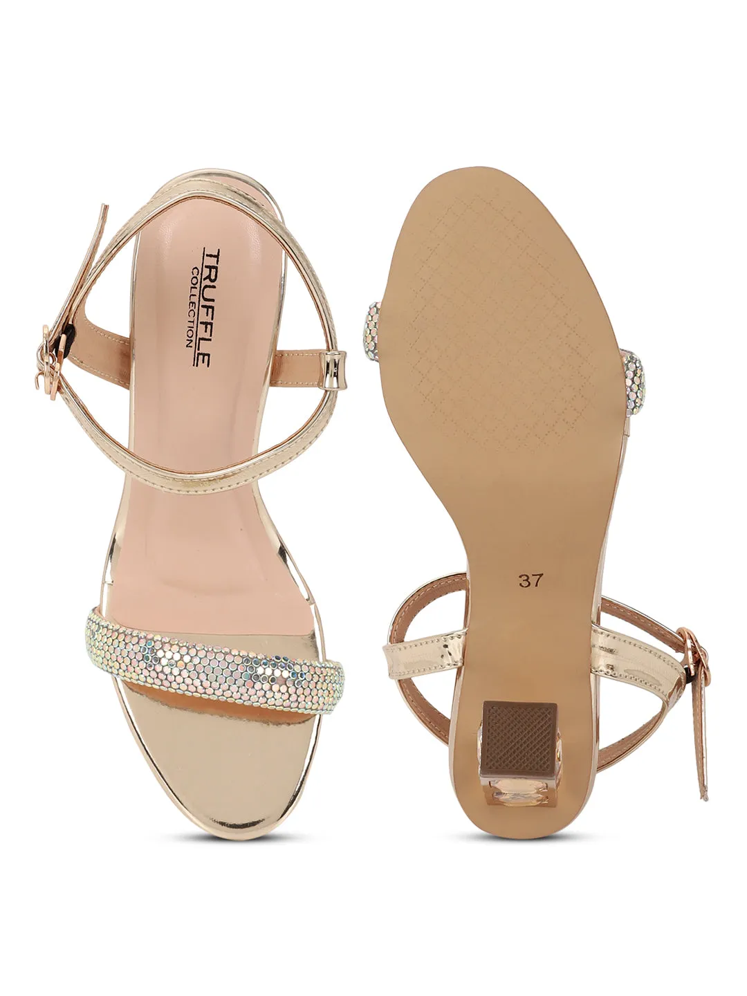 Gold Diamond Block Sandals (TC-F66064-GLD)