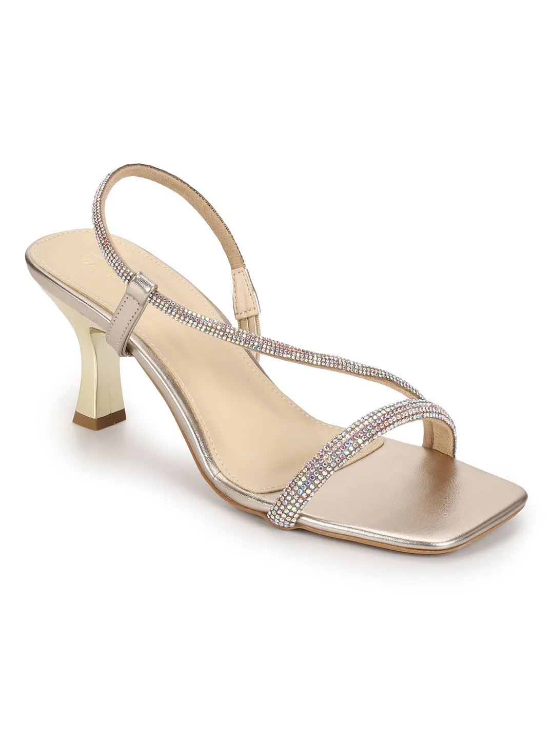 Gold PU Strappy Stiletto Sandals (TC-MSI-1903-GLD)