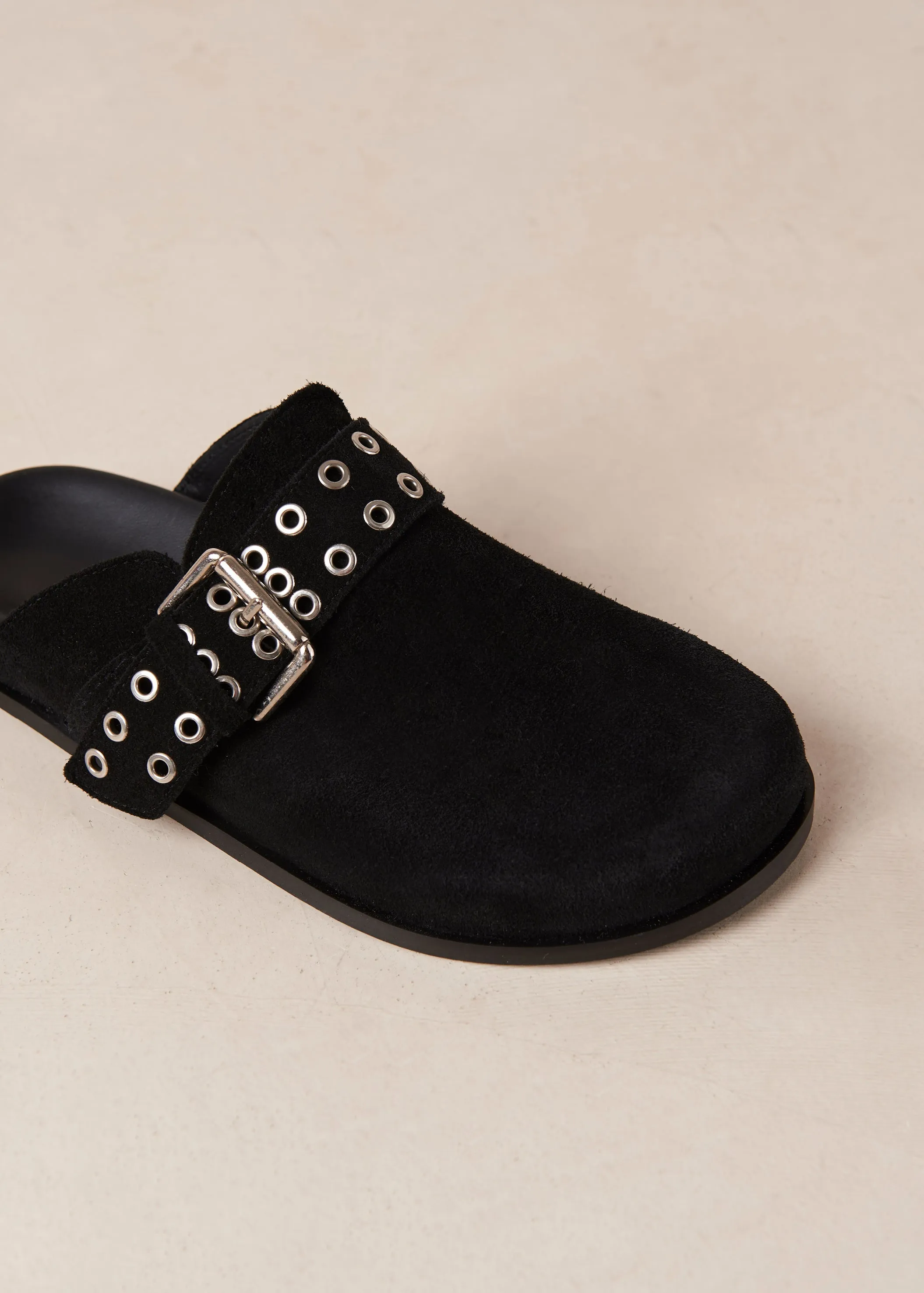 Halia Black Leather Mules