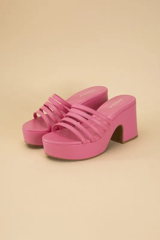 HOT PINK PLATFORM MULE SLIDES