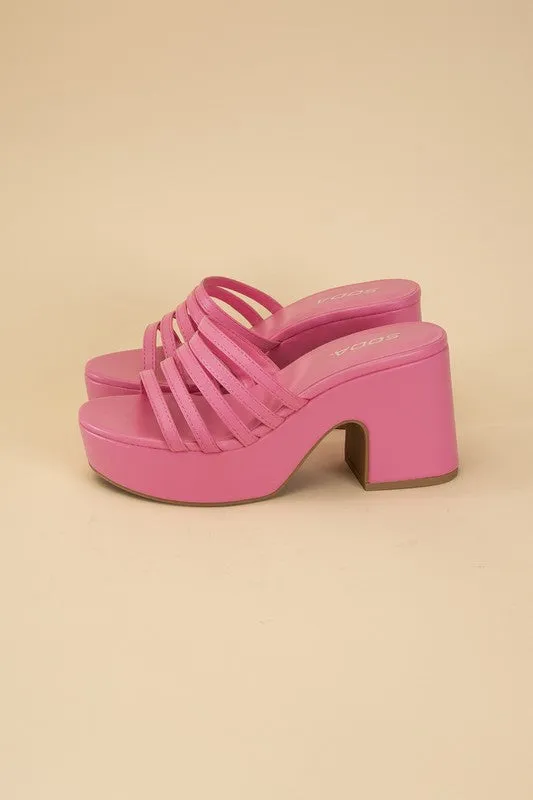 HOT PINK PLATFORM MULE SLIDES