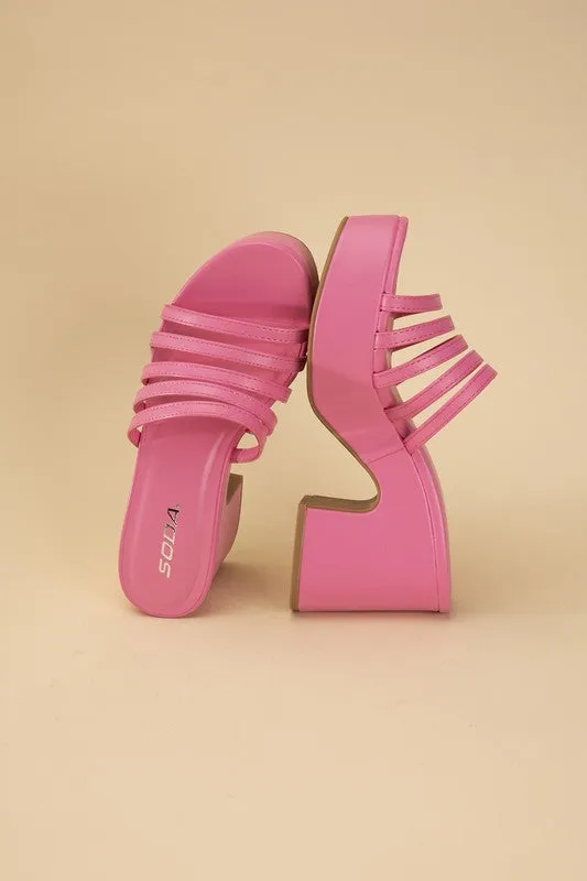 HOT PINK PLATFORM MULE SLIDES