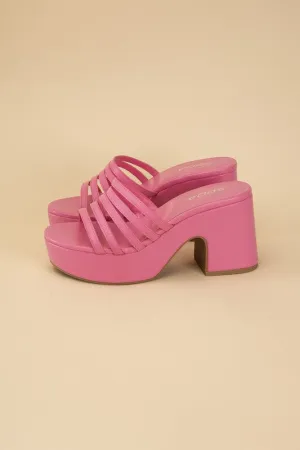 HOT PINK PLATFORM MULE SLIDES