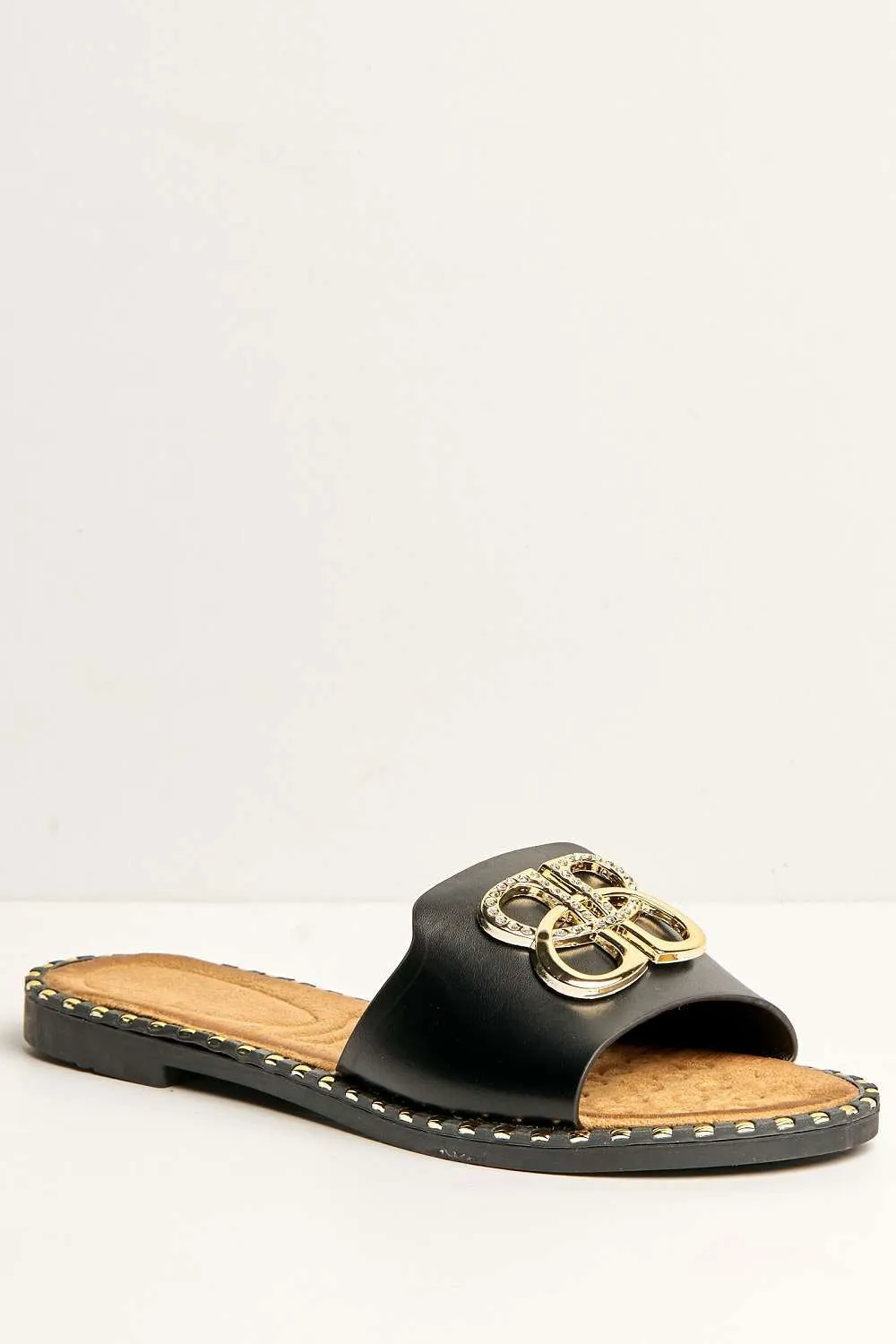 Iris Flat Circled Broach Sliders in Black