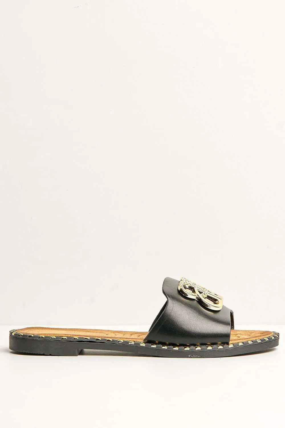 Iris Flat Circled Broach Sliders in Black