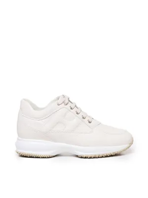 Ivory Textured Leather Sneakers