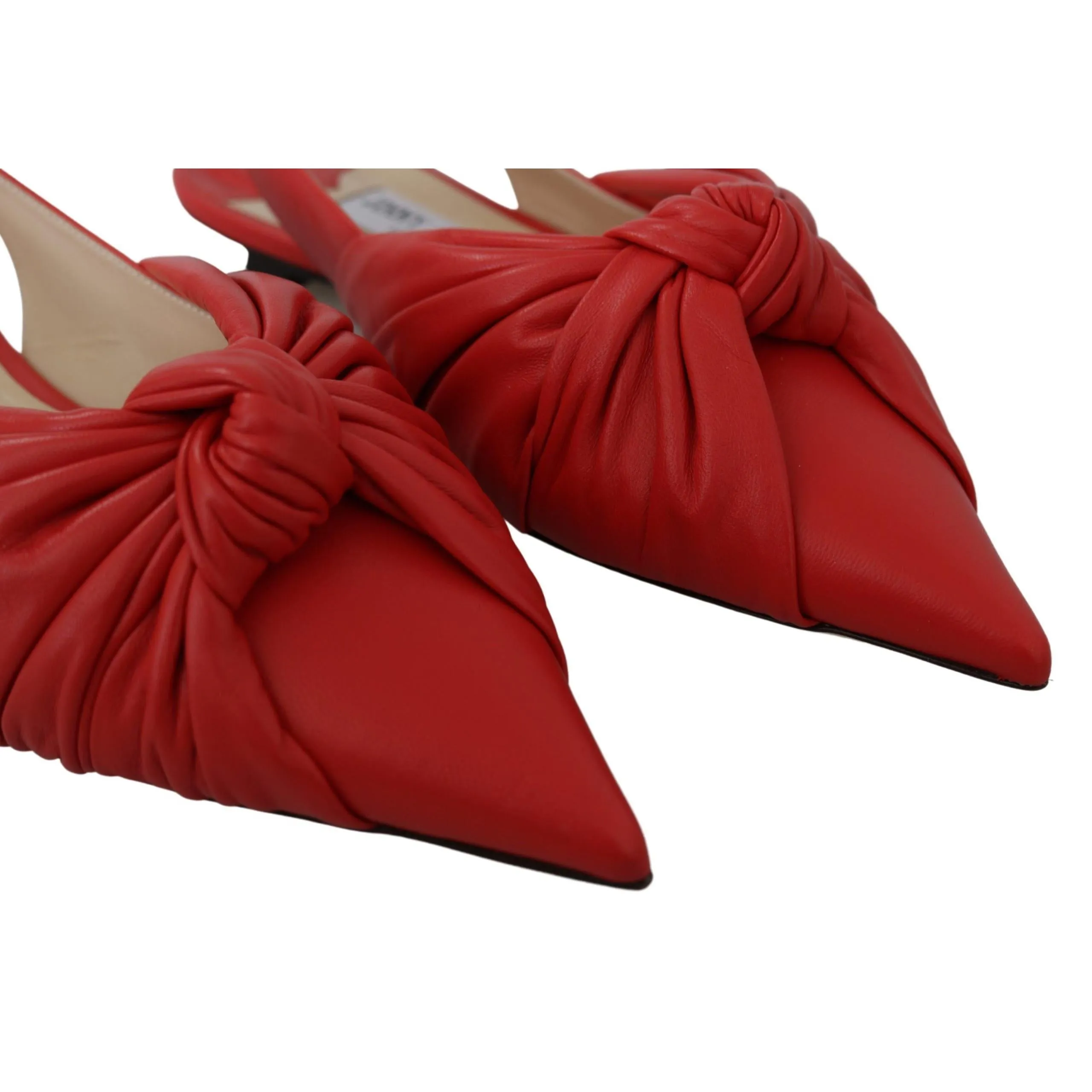 Jimmy Choo Chic Red Pointed Toe Leather Flats